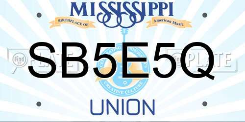 SB5E5Q Mississippi License Plate