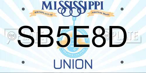 SB5E8D Mississippi License Plate