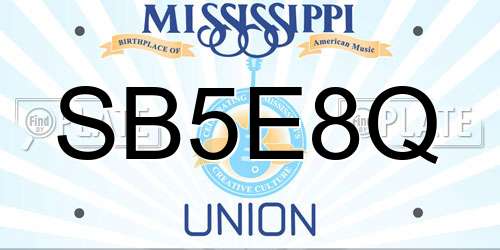 SB5E8Q Mississippi License Plate