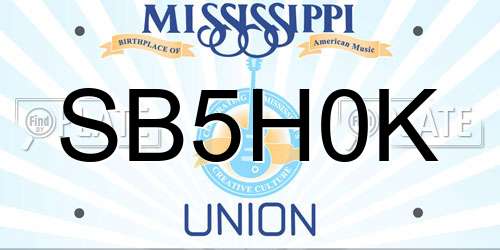SB5H0K Mississippi License Plate