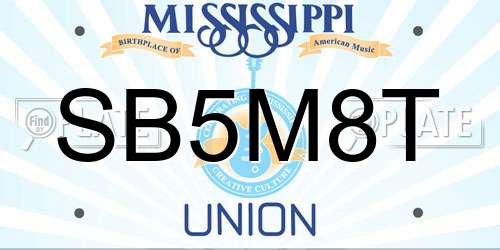 SB5M8T Mississippi License Plate