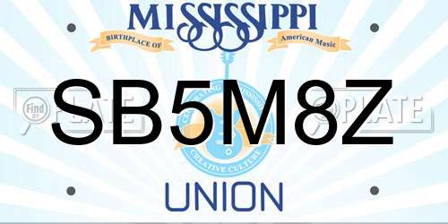 SB5M8Z Mississippi License Plate