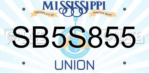 SB5S855 Mississippi License Plate