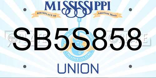 SB5S858 Mississippi License Plate