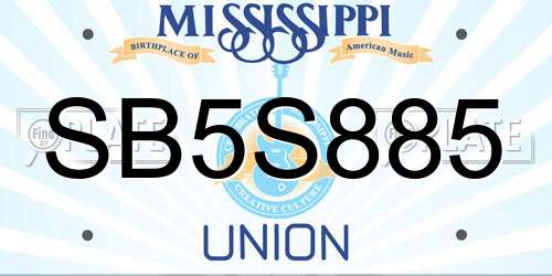 SB5S885 Mississippi License Plate