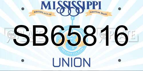 SB65816 Mississippi License Plate