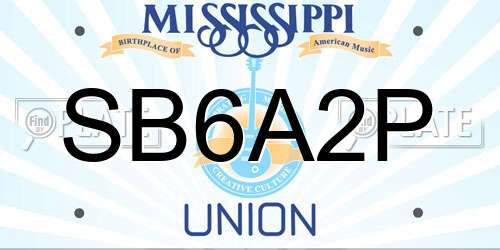 SB6A2P Mississippi License Plate
