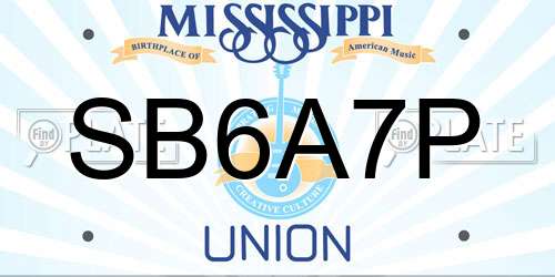 SB6A7P Mississippi License Plate