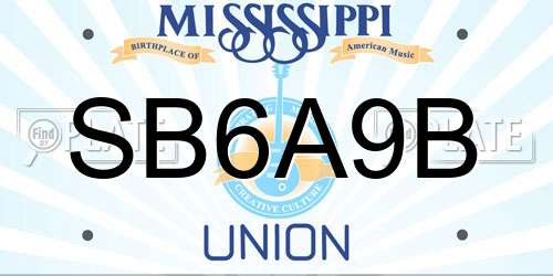SB6A9B Mississippi License Plate