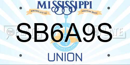 SB6A9S Mississippi License Plate