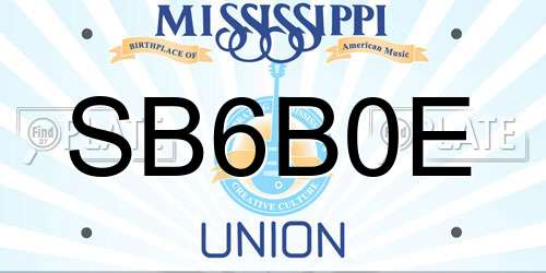 SB6B0E Mississippi License Plate