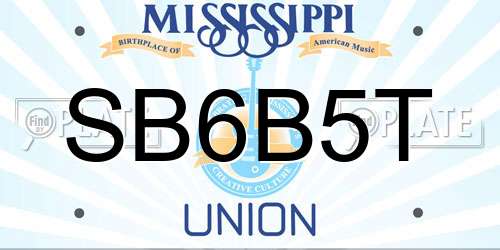 SB6B5T Mississippi License Plate