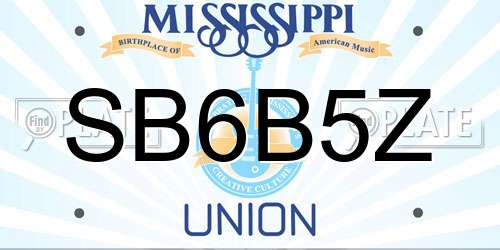SB6B5Z Mississippi License Plate