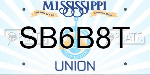 SB6B8T Mississippi License Plate