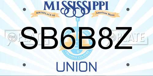 SB6B8Z Mississippi License Plate