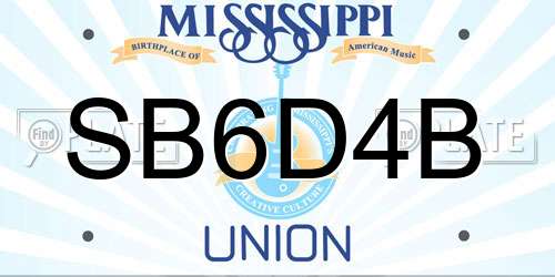 SB6D4B Mississippi License Plate