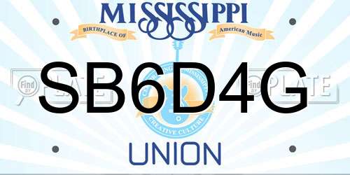 SB6D4G Mississippi License Plate