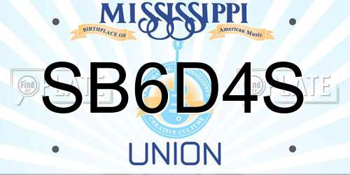 SB6D4S Mississippi License Plate