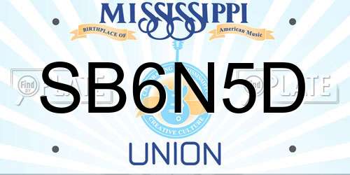 SB6N5D Mississippi License Plate