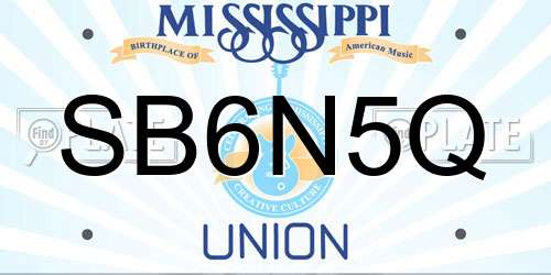 SB6N5Q Mississippi License Plate