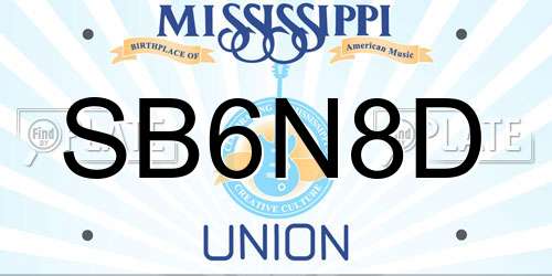 SB6N8D Mississippi License Plate