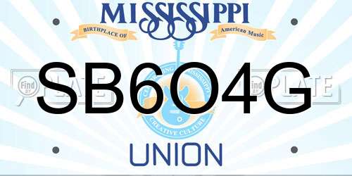 SB6O4G Mississippi License Plate