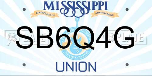 SB6Q4G Mississippi License Plate
