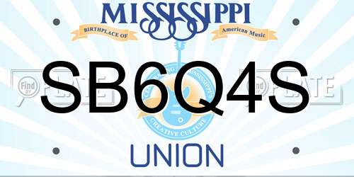 SB6Q4S Mississippi License Plate