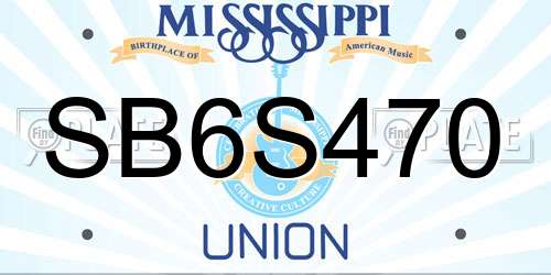 SB6S470 Mississippi License Plate