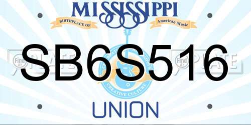 SB6S516 Mississippi License Plate