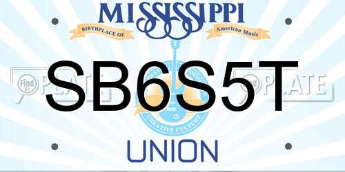 SB6S5T Mississippi License Plate