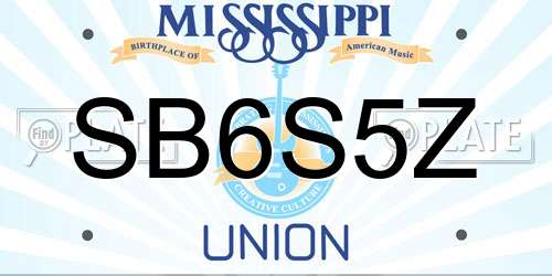 SB6S5Z Mississippi License Plate