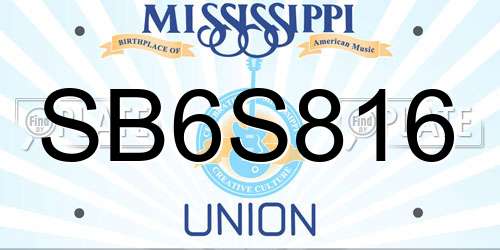 SB6S816 Mississippi License Plate