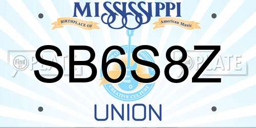 SB6S8Z Mississippi License Plate