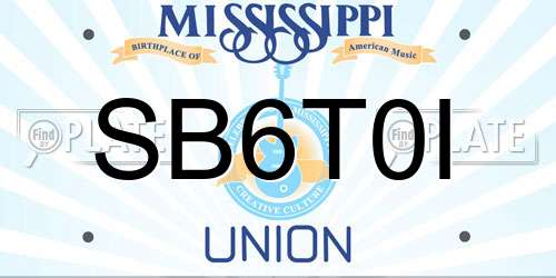 SB6T0I Mississippi License Plate