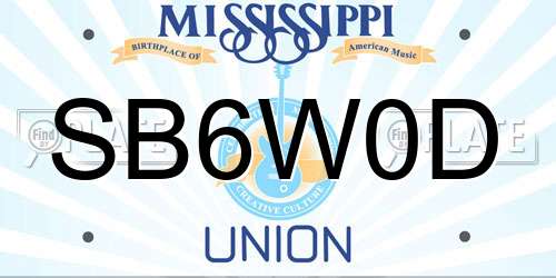 SB6W0D Mississippi License Plate