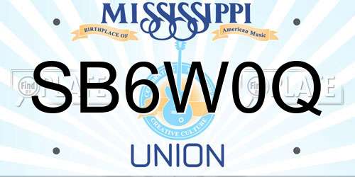 SB6W0Q Mississippi License Plate