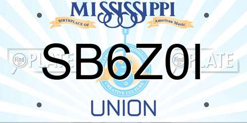 SB6Z0I Mississippi License Plate