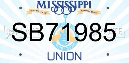 SB71985 Mississippi License Plate