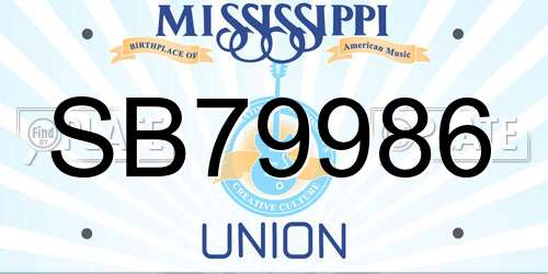 SB79986 Mississippi License Plate