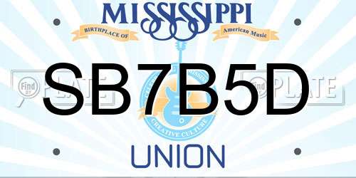 SB7B5D Mississippi License Plate