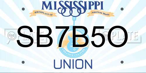 SB7B5O Mississippi License Plate