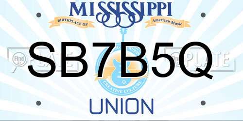 SB7B5Q Mississippi License Plate