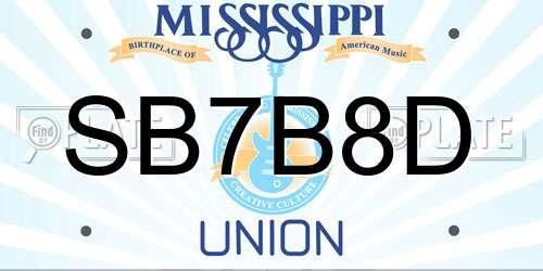 SB7B8D Mississippi License Plate