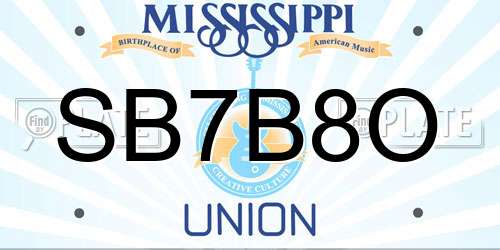 SB7B8O Mississippi License Plate