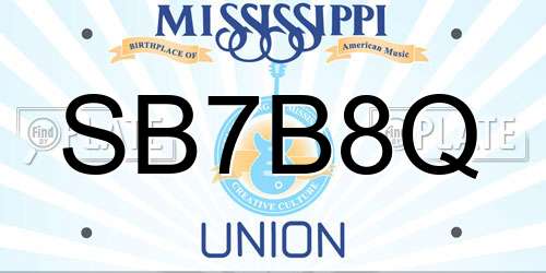SB7B8Q Mississippi License Plate