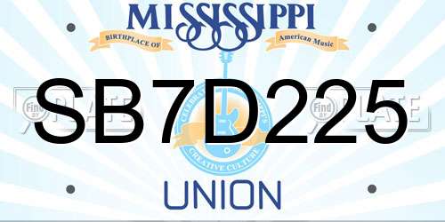 SB7D225 Mississippi License Plate