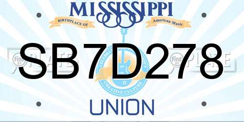 SB7D278 Mississippi License Plate