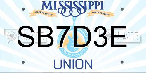 SB7D3E Mississippi License Plate