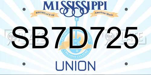 SB7D725 Mississippi License Plate